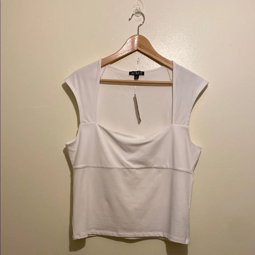 J. Crew Squareneck cap-sleeve top in stretch cotton blend Style CA528 . New. XL